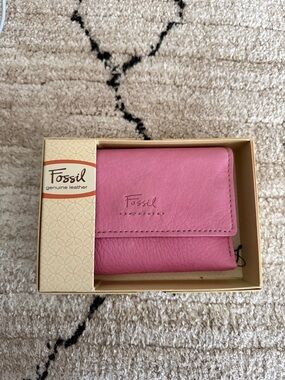 Fossil Pink Genuine Leather Compact Wallet